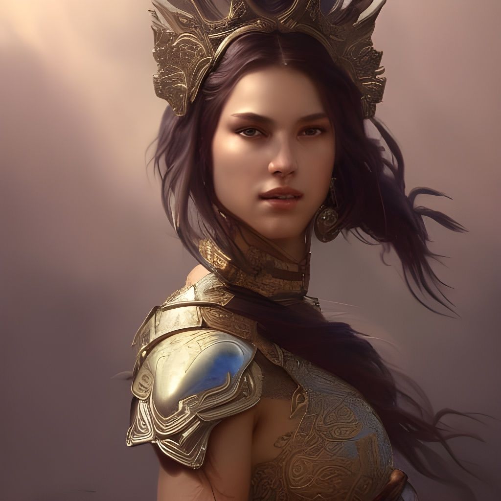Wolf Goddess in Filigree Armor: Hyperdetailed Portrait