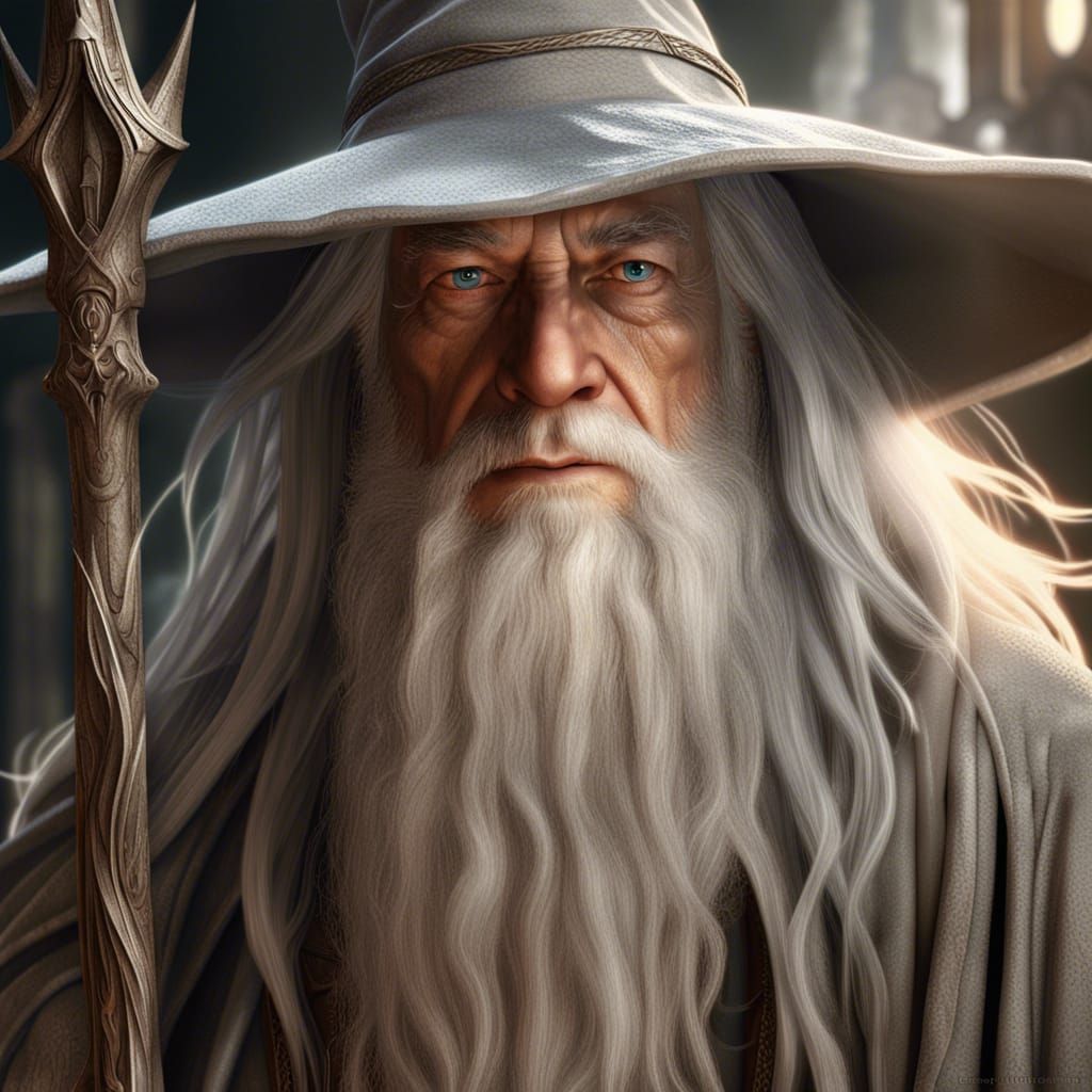 Hyperdetailed Anime Portrait of Gandalf in CGI
