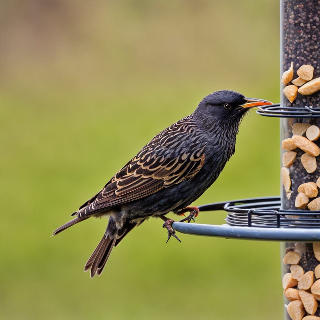Bird Perched on Winter Bird Feeder