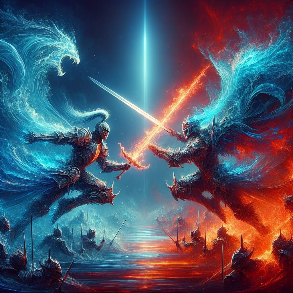 Water Knight vs Fire Knight: Elemental Clash