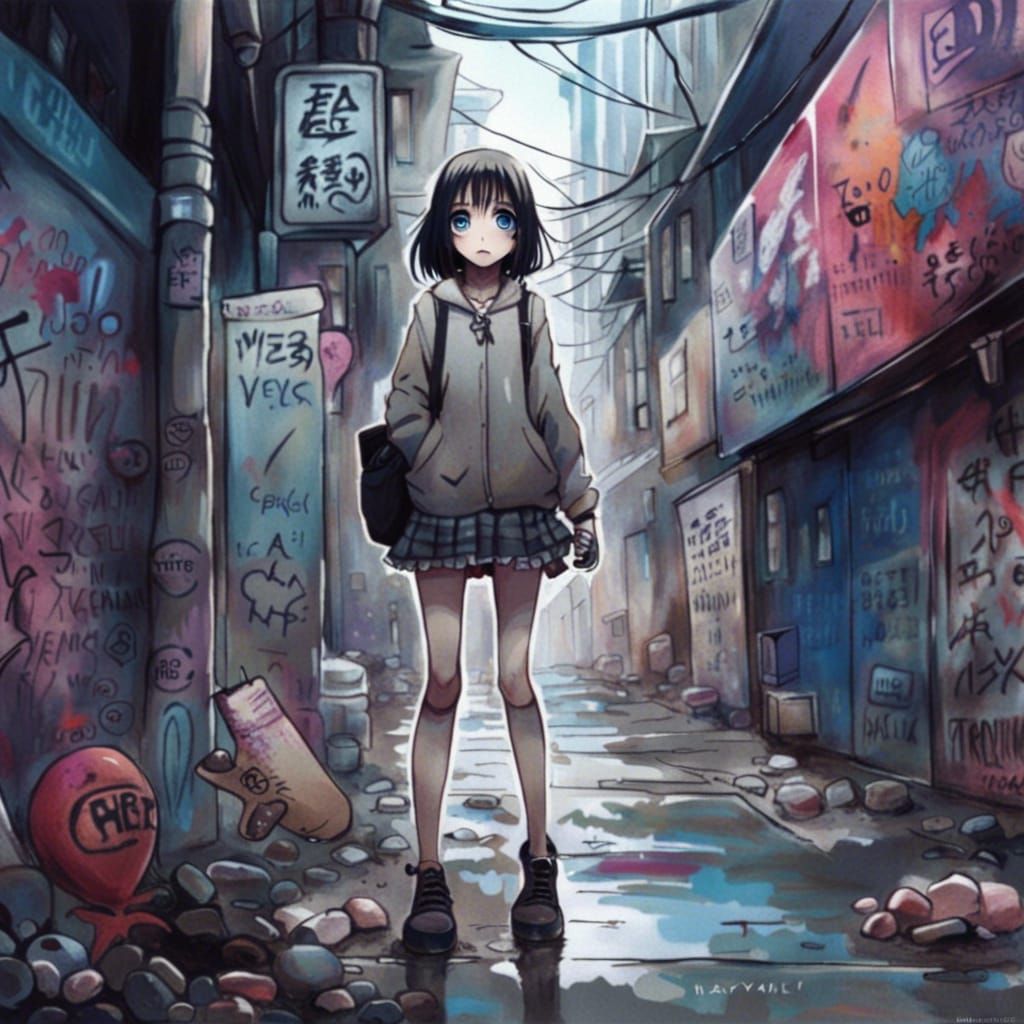 Creepy Surreal Horror Girl Graffiti Artwork