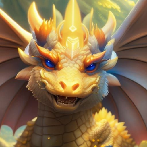 Adorable Chibi Dragon Portrait in Hyperrealistic CGI Style