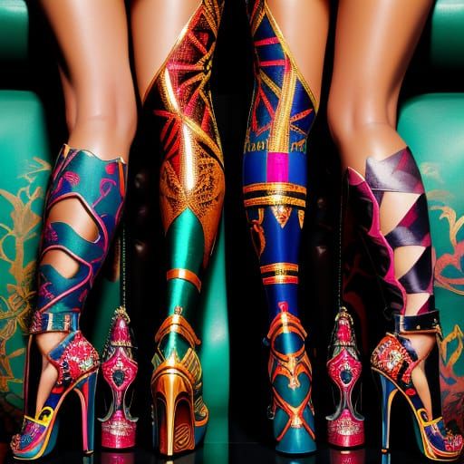 Maximalist close-up of a pair of female legs.