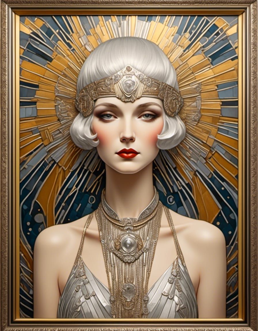 Elegant Art Deco Woman in Klimt Style