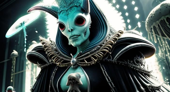 Rococopunk Fungoid Alien Dignitaries Observe Performance