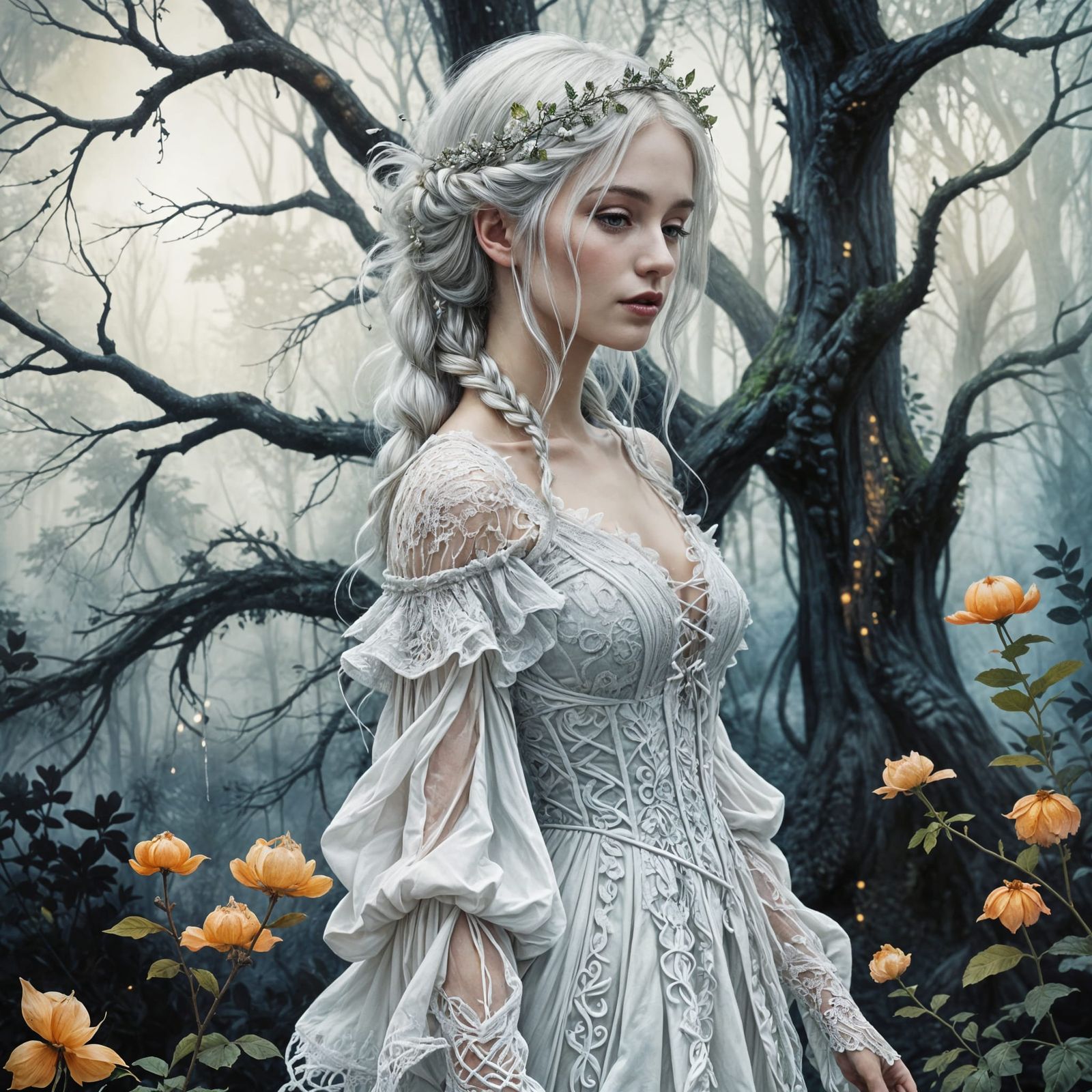 Gothic Summer Goddess in Midnight Forest
