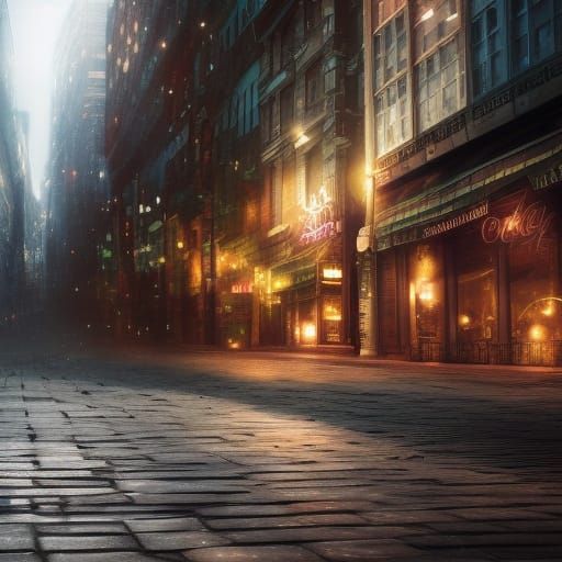 Rose in City Street with Dynamic Lighting