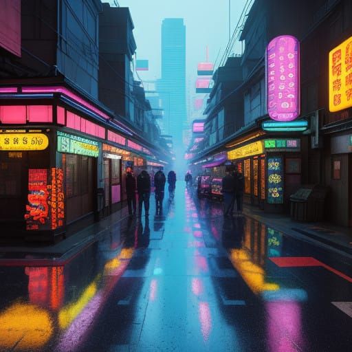 East Asia at Dusk: Neon Dreamscape