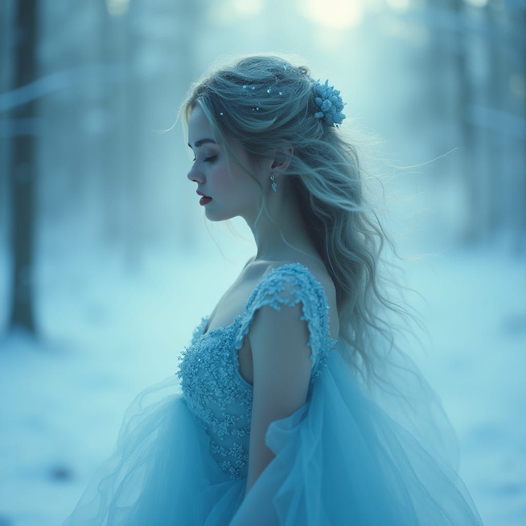 Ethereal Ice Maiden in Frosty Mist