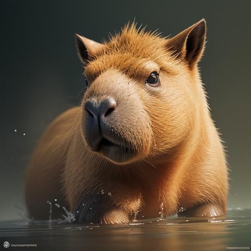 Hyperrealistic Capybara Splash Art Portrait