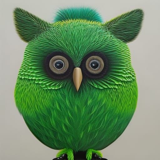 Chia Furby Hybrid in Oil and Acrylic