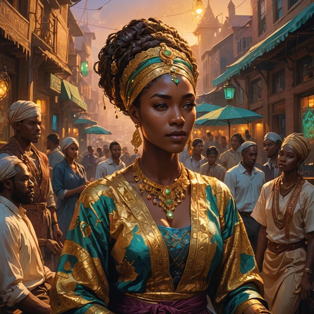 Fantasy Art: Lady in Office with Magical Light