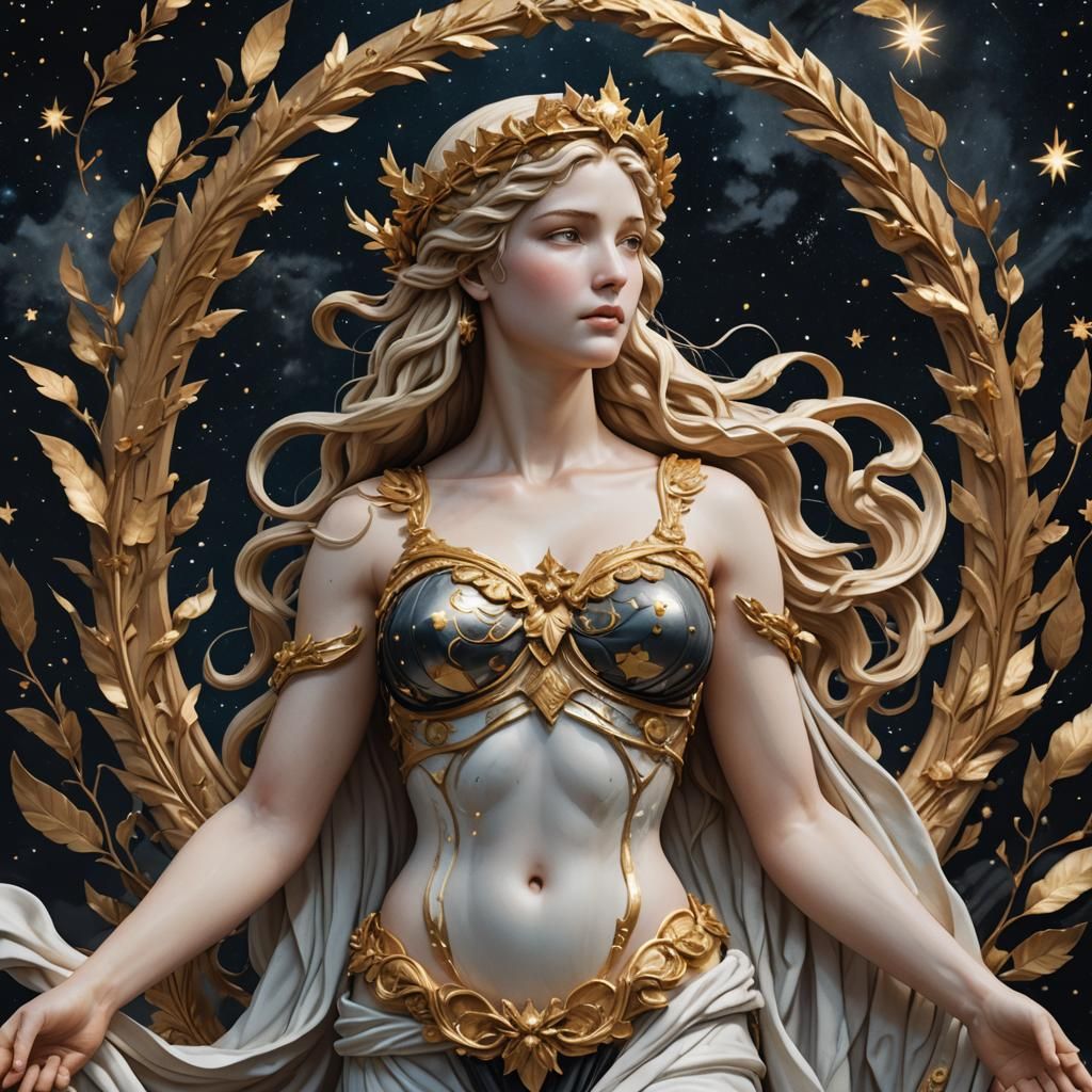 Aphrodite in Starry Night: Hyper-Realistic Fantasy Art