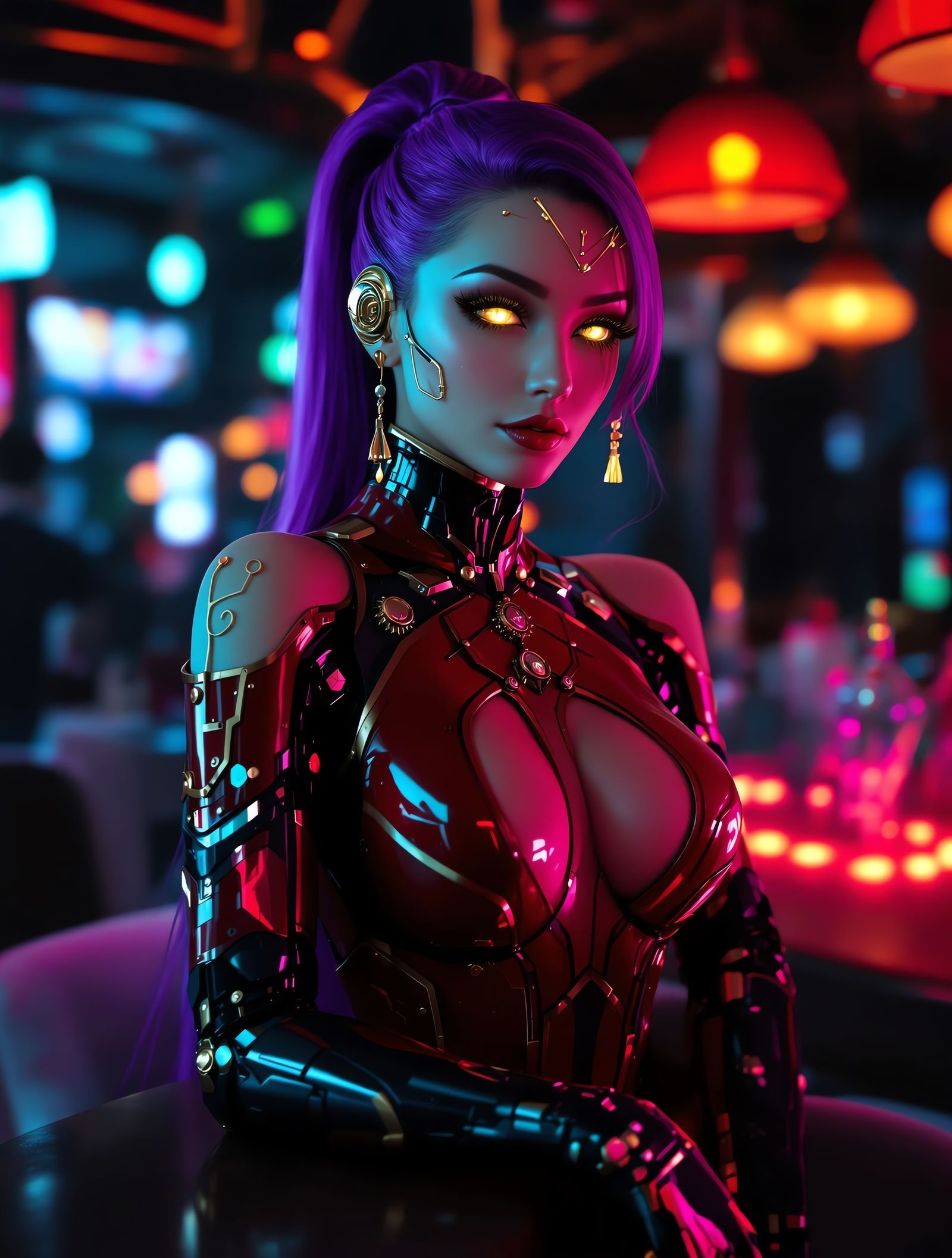 Cyborg Hostess in Cyberpunk Gentleman's Club