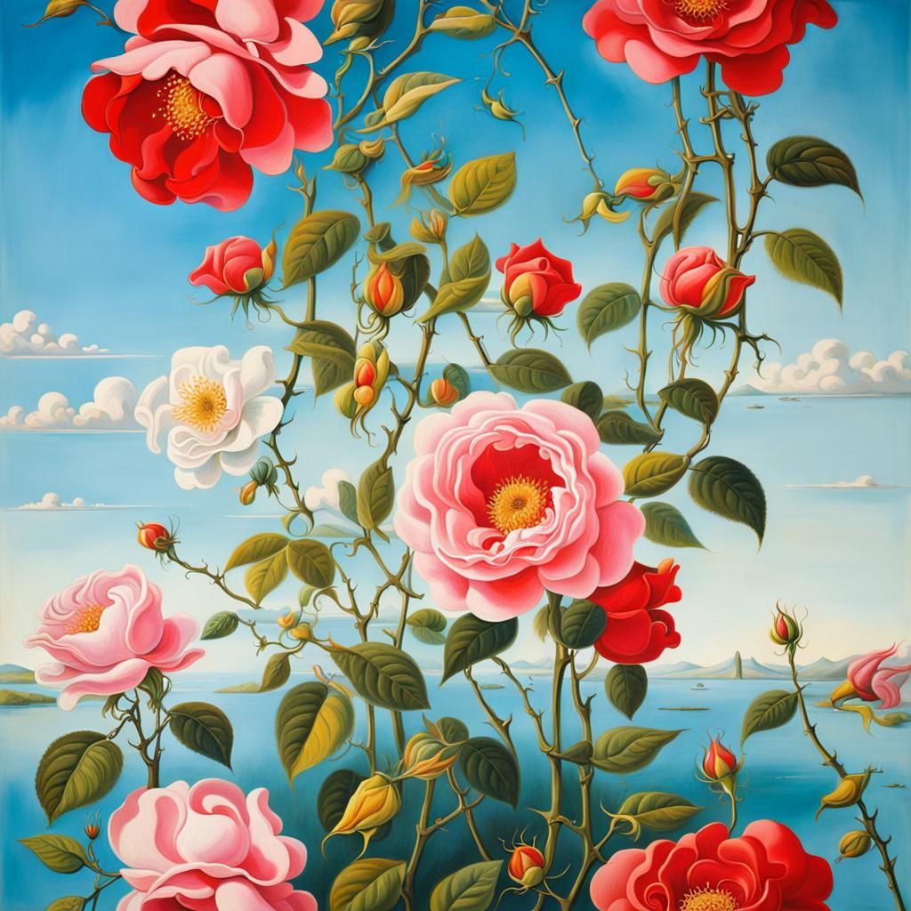 Surreal Wild Roses Inspired by Salvador Dali