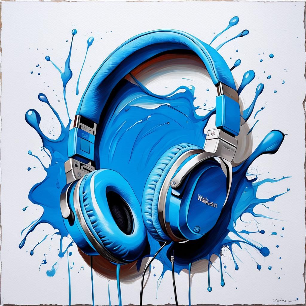 Walkman with Earphones as Oil Painting