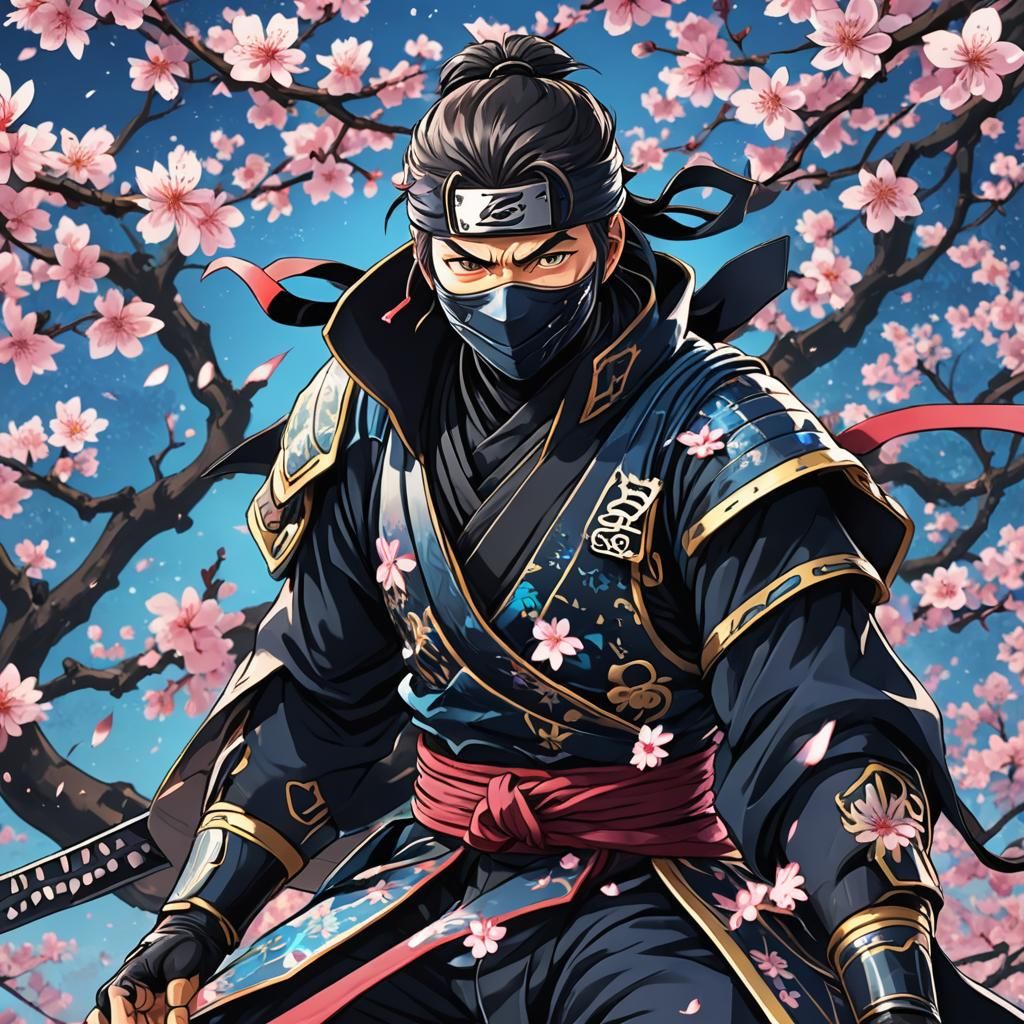 Dynamic Anime Ninja Master Portrait in Studio Trigger Style