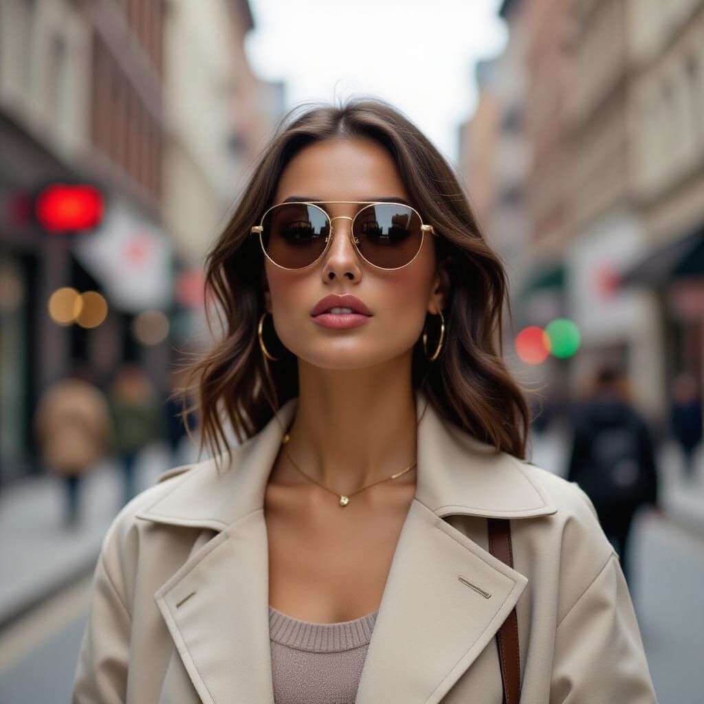 Stylish Girl in City Fashion Week Look