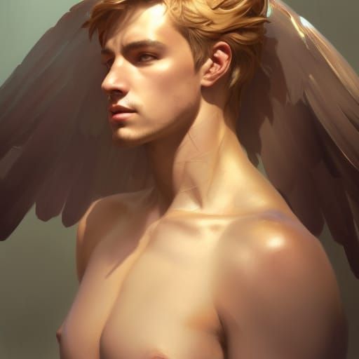 Detailed Portrait of a Male Angel in Trending Art Style