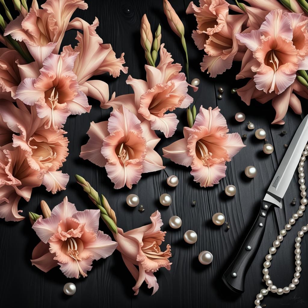 Pink Gladiolus Still Life in Baltazar van der Alst Style
