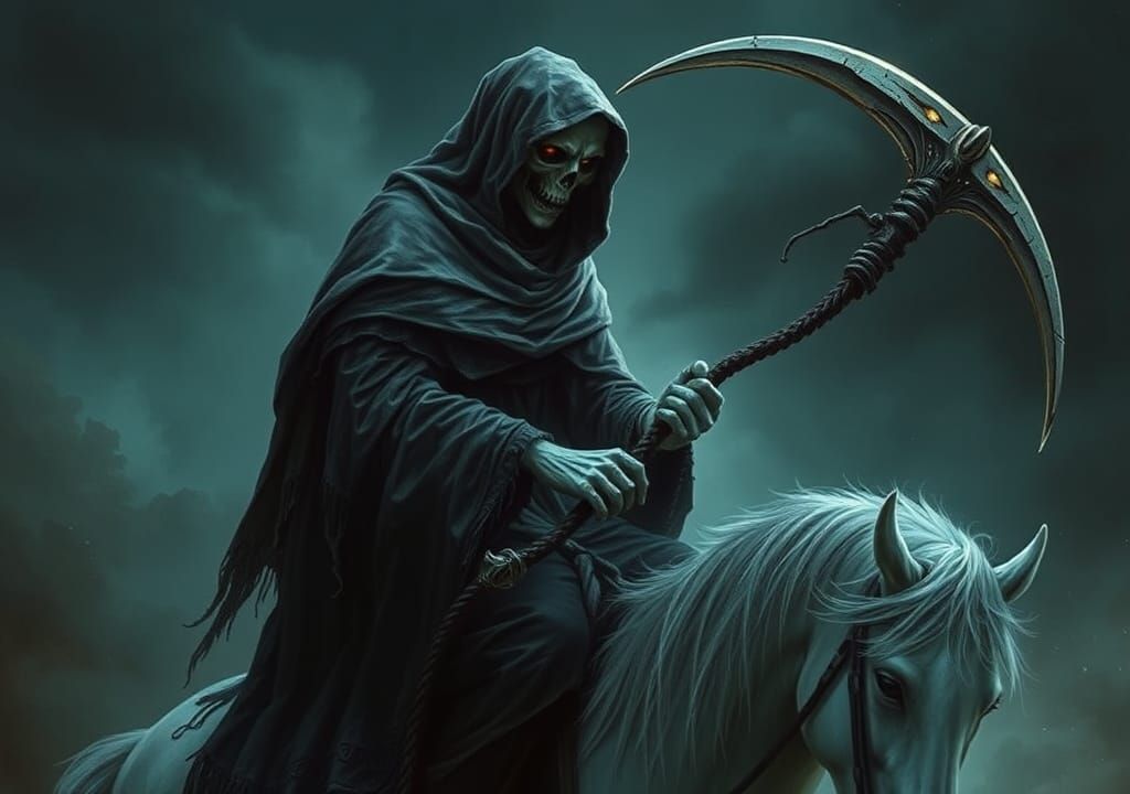 Death on Pale Horse in Dark Fantasy Art Style