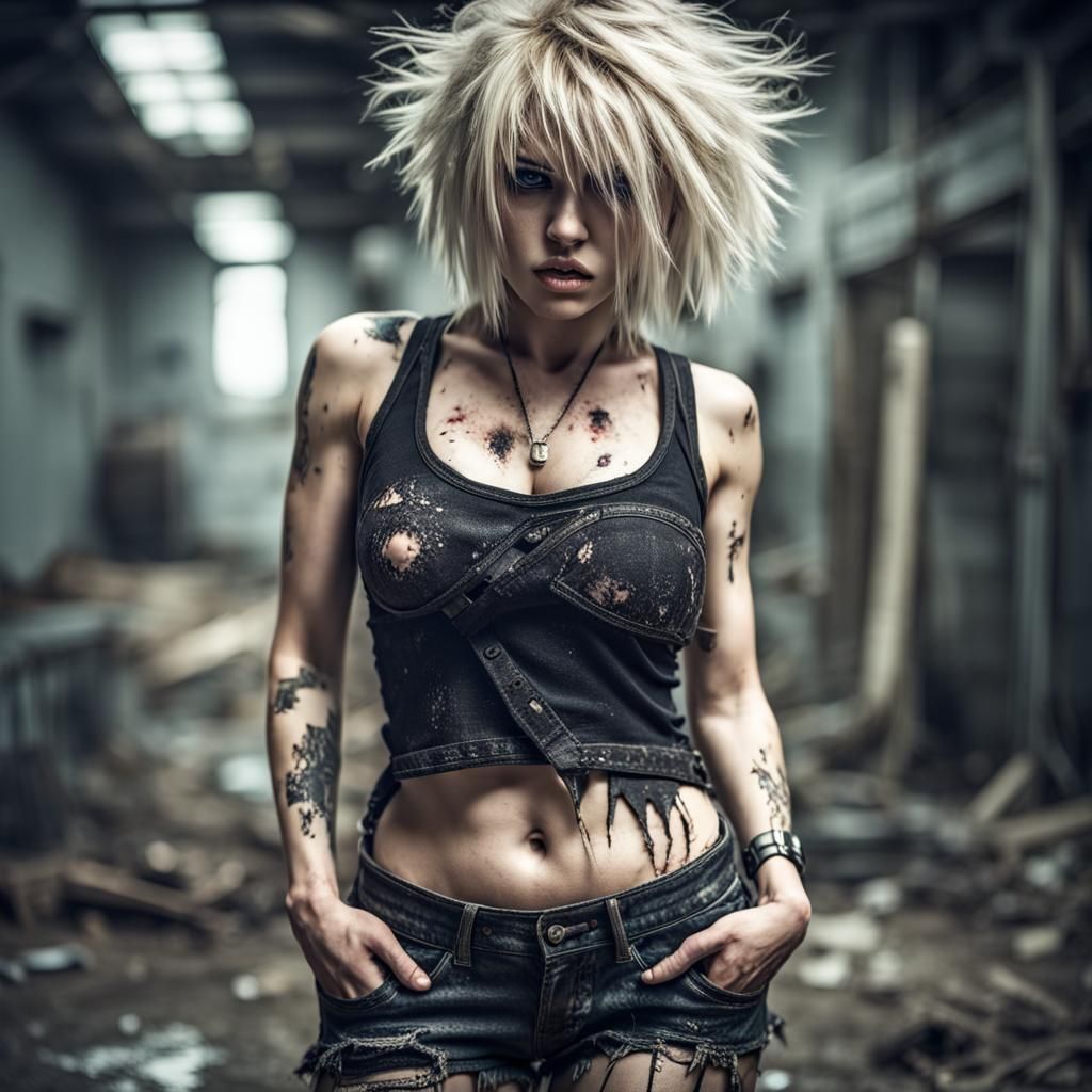 Hyperrealistic Emo Girl Posing for Camera