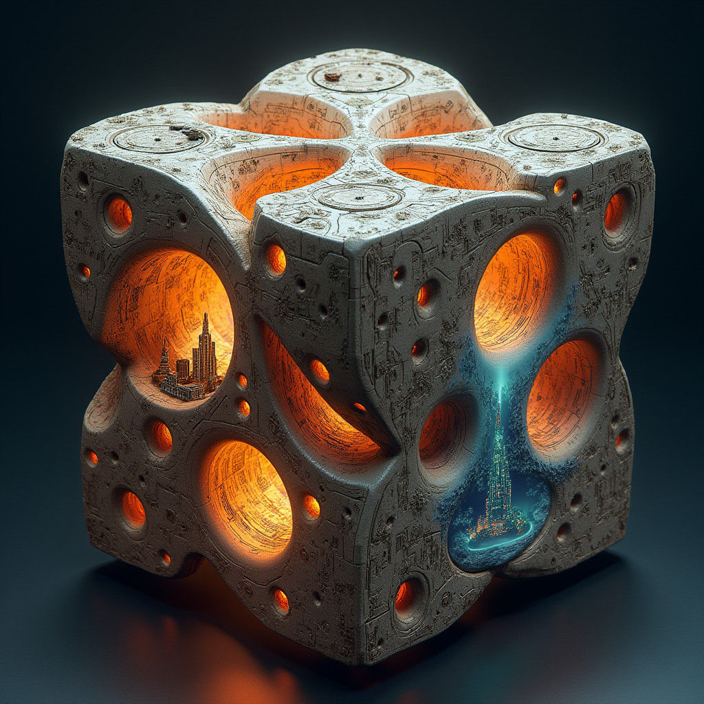 Futuristic Time Cube with Paradoxical Faces