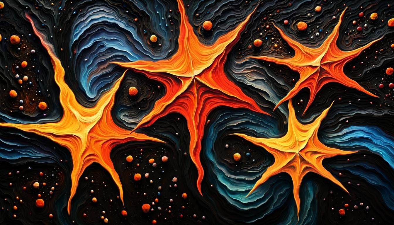 Vivid Celestial Stars in Impasto Oil Paint Style