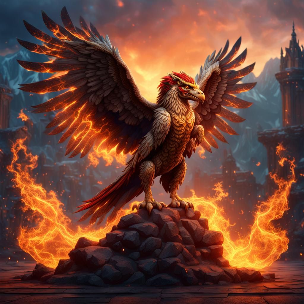 Fiery Griffin Fantasy Concept Art