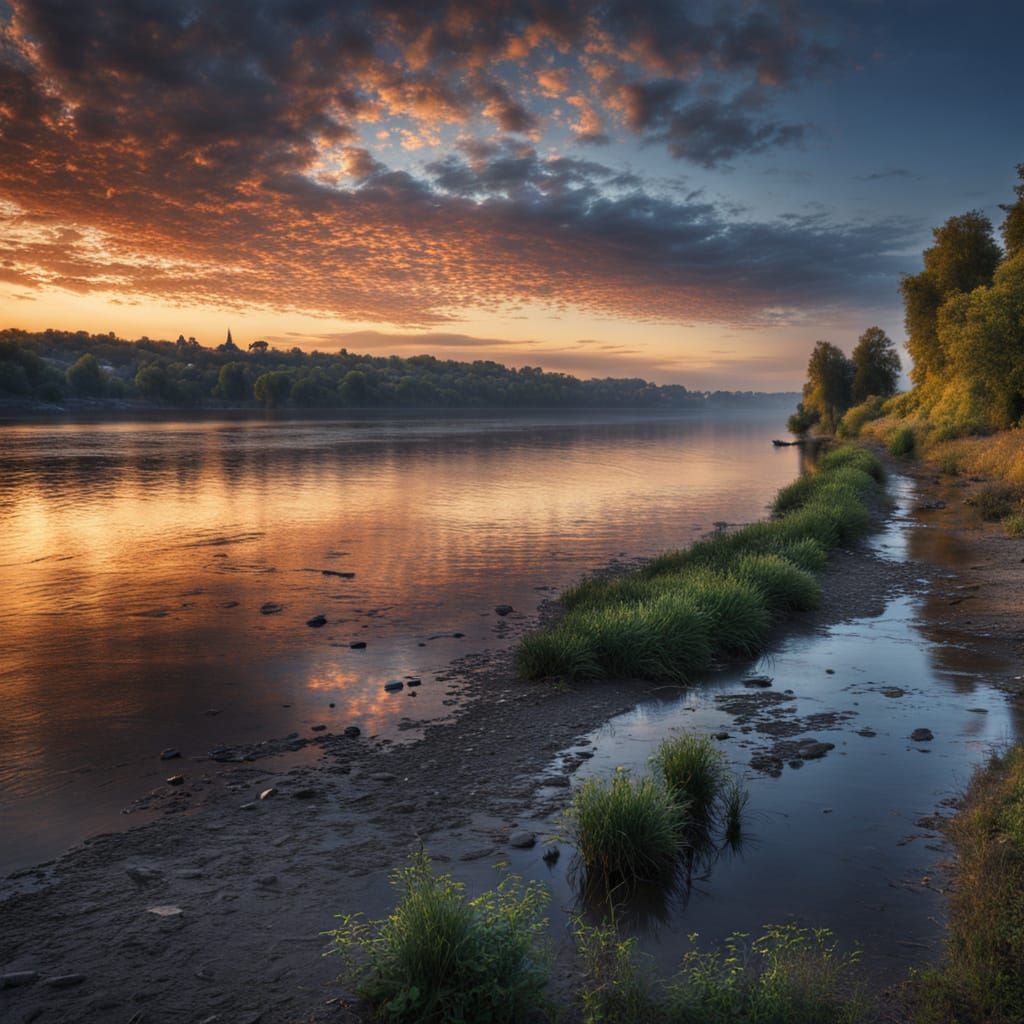Volga River at Dawn in Hyperrealistic HDR