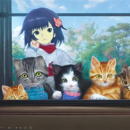 Proud Mom Cat Sends Kittens to School