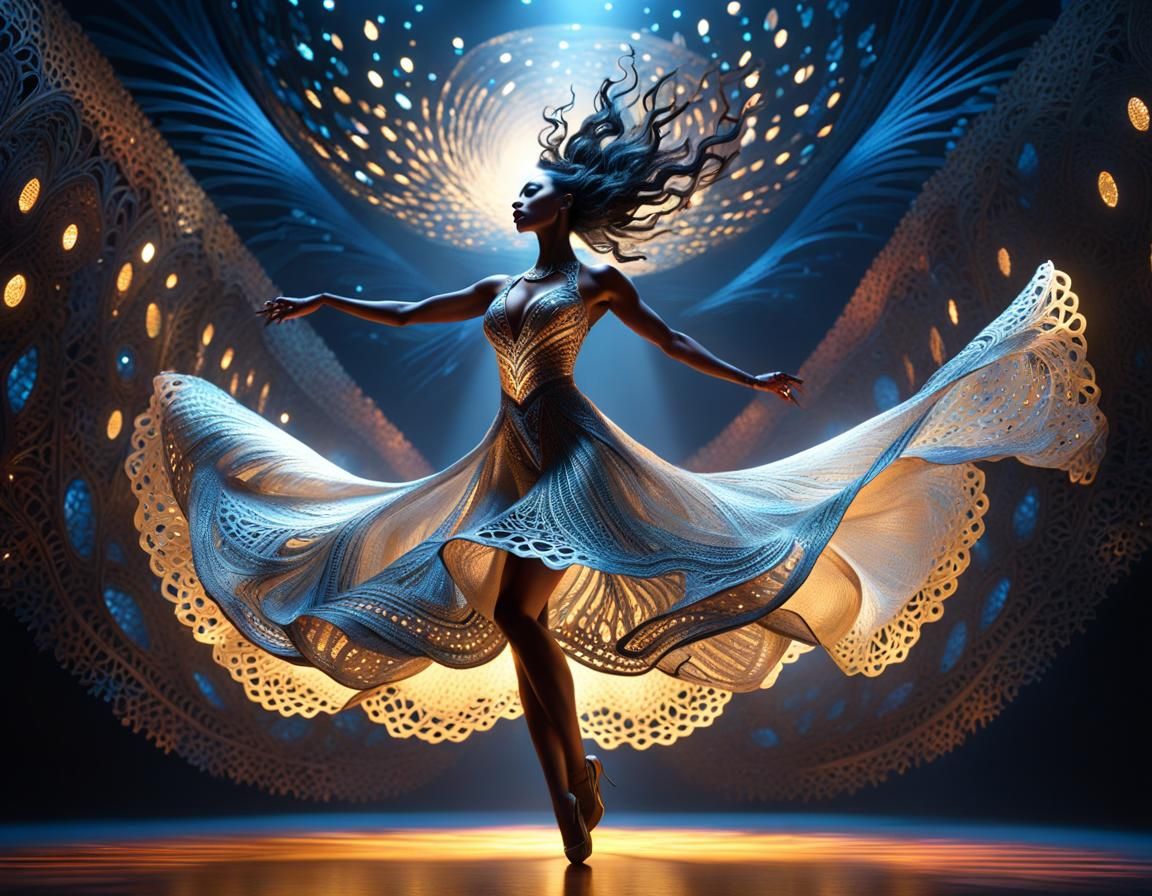 Alluring Trans Girl Dancing: Zentangle Art Style