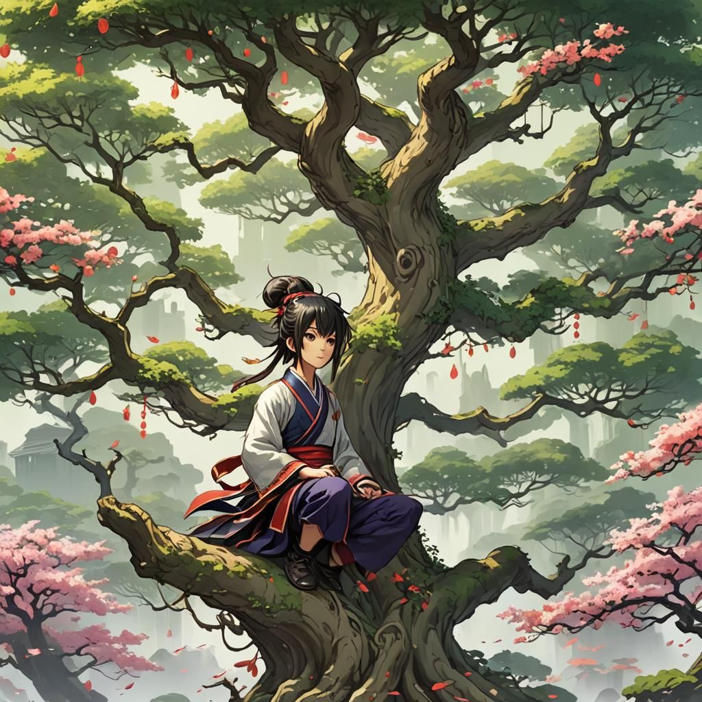 Chinese Lusu Tree in Anime Style