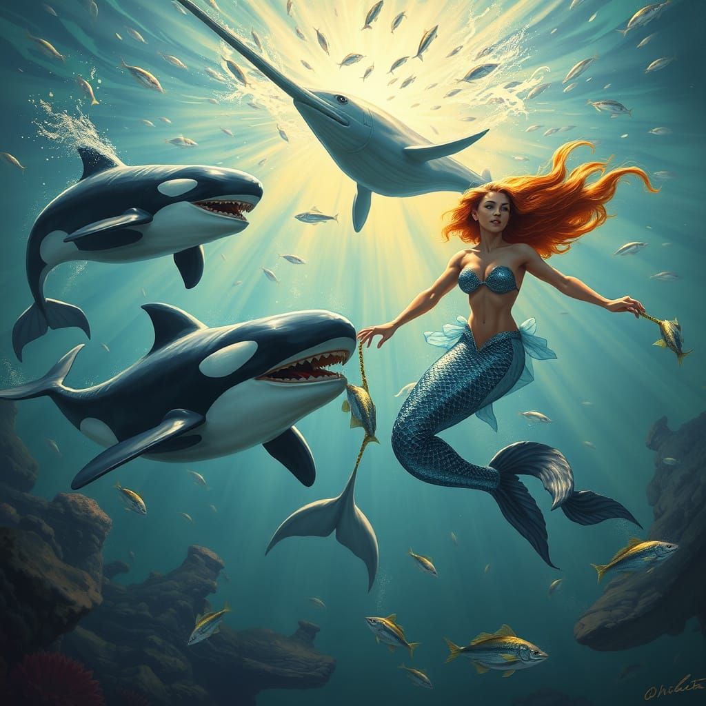 Aquatic Mermen Race in Frazetta-esque Style