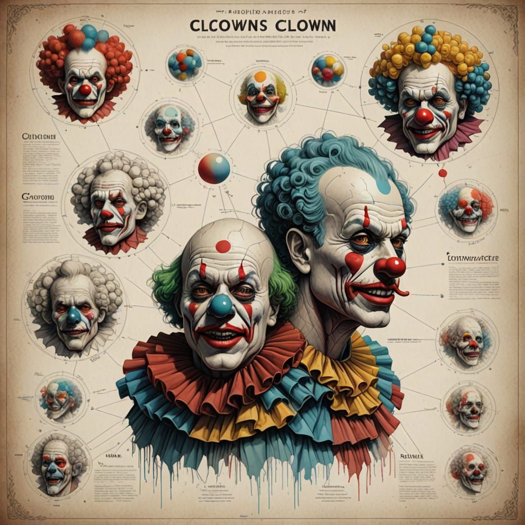 Vibrant Clown Anatomy in Hyperdetailed Style