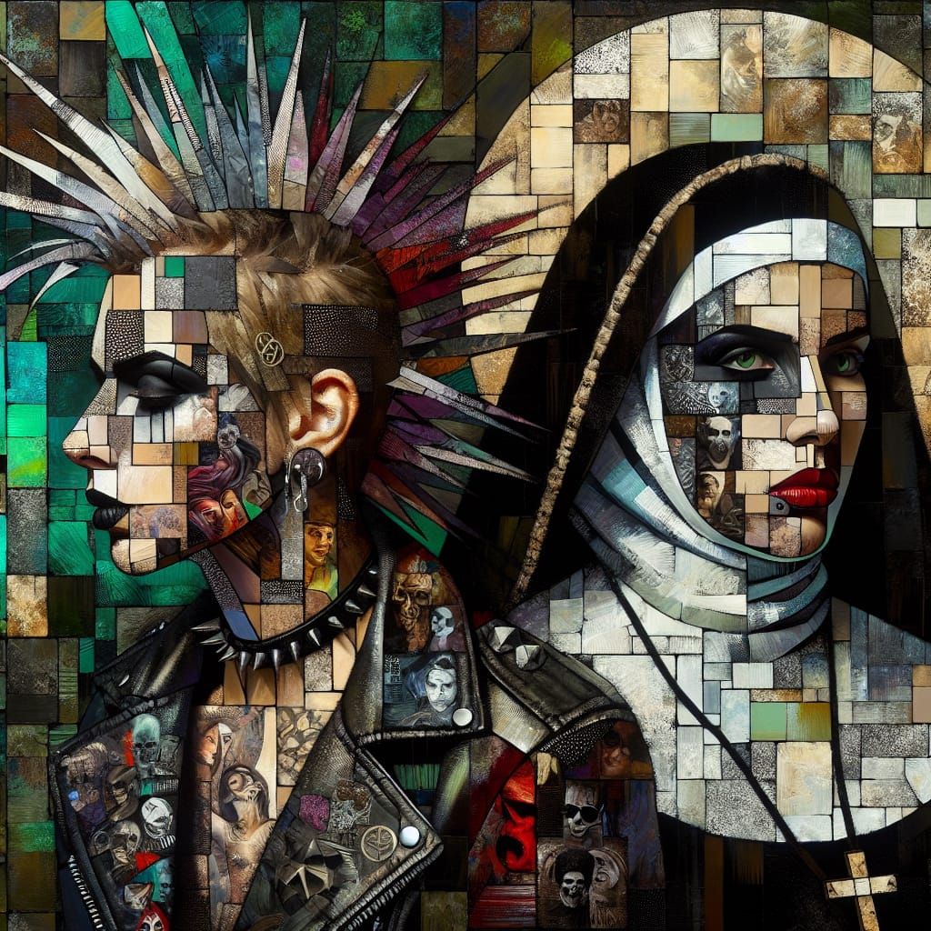 Fusion of Rebel and Devout in Stained Glass