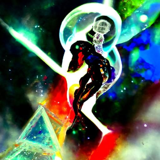 Holographic Cosmic Valorant Illustration in Mixed Media