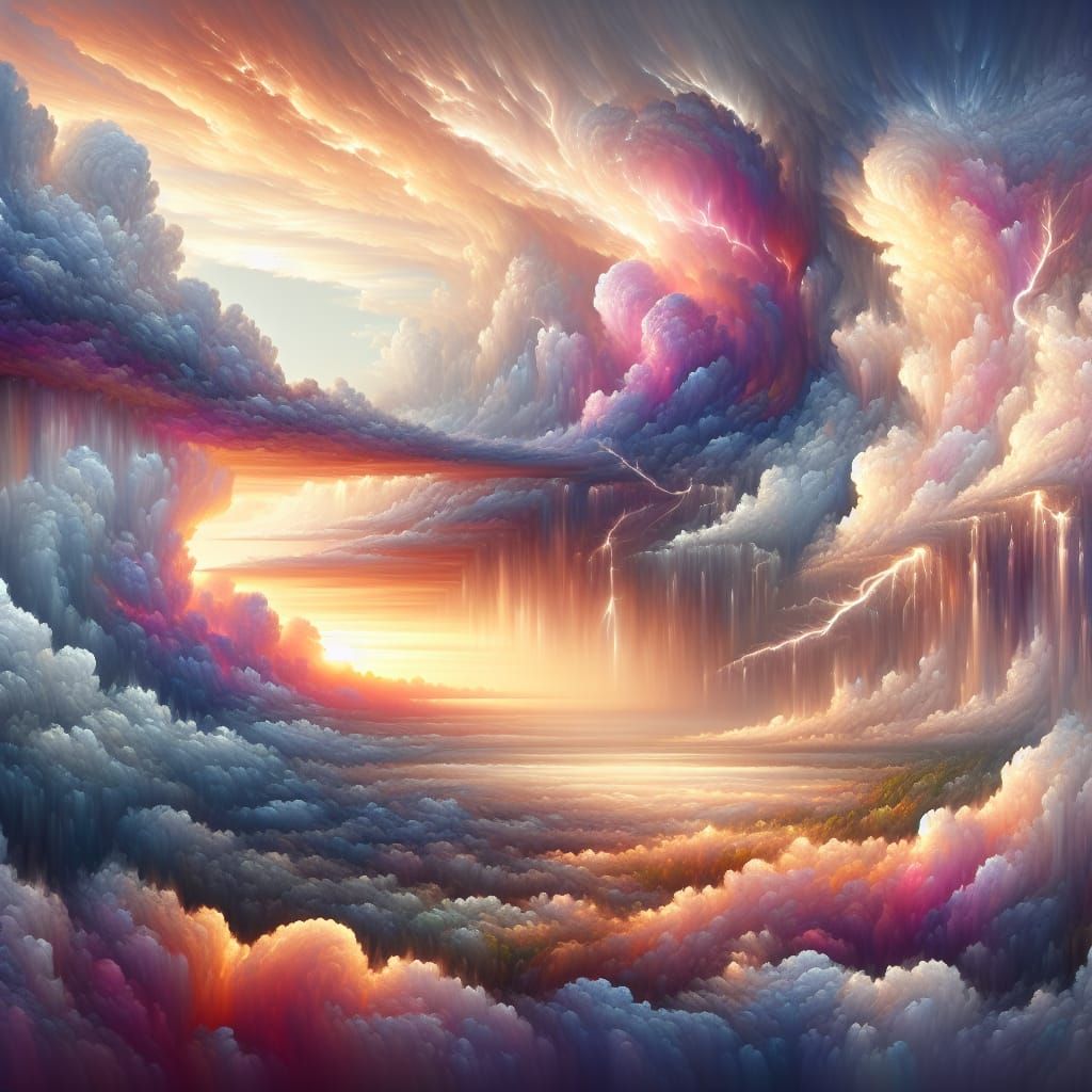 Vibrant Thunderstorm Concept Art at Dawn