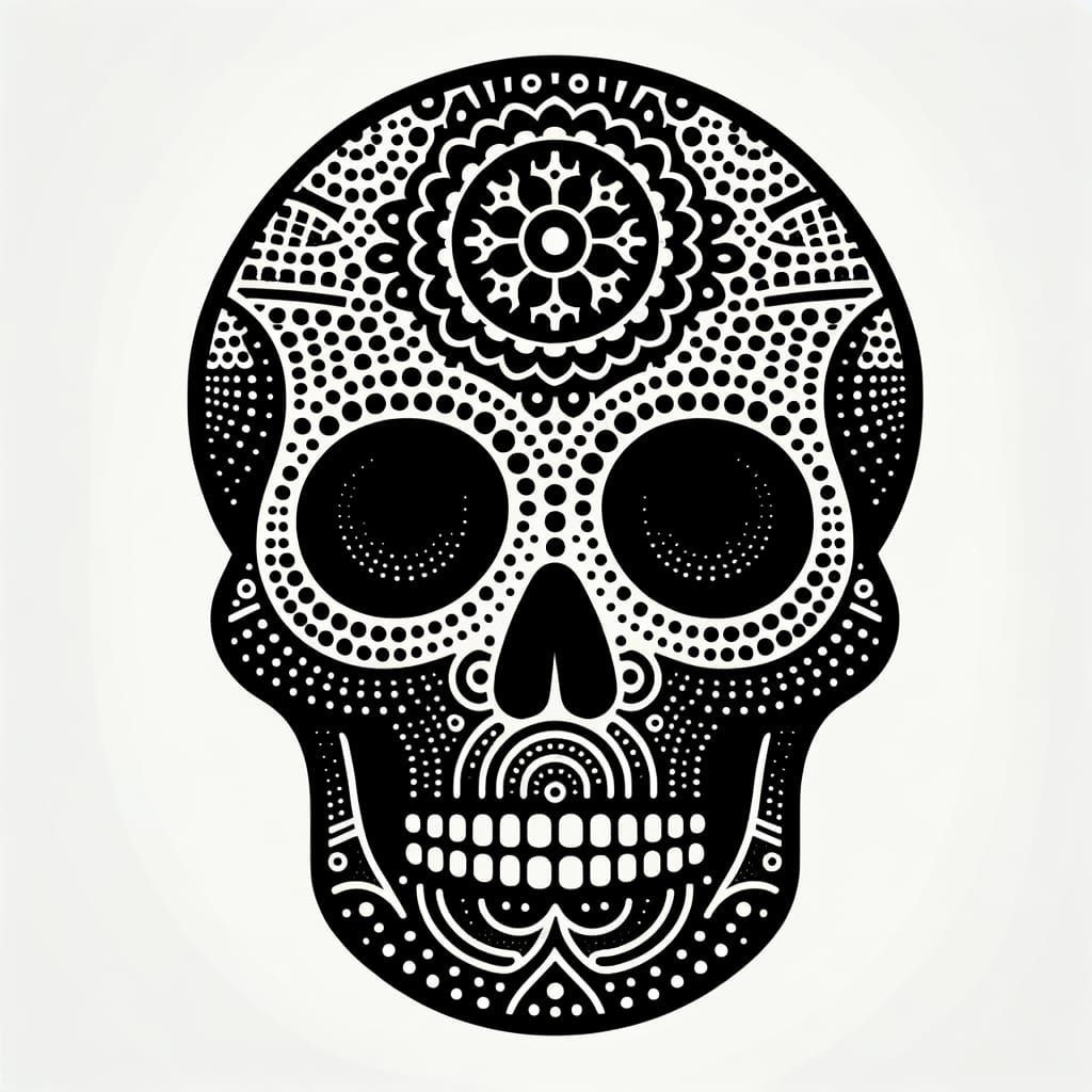 Black Skull Pattern in Minimalist 2D Style