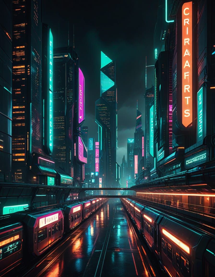 Vibrant Cyberpunk Cityscape at Night