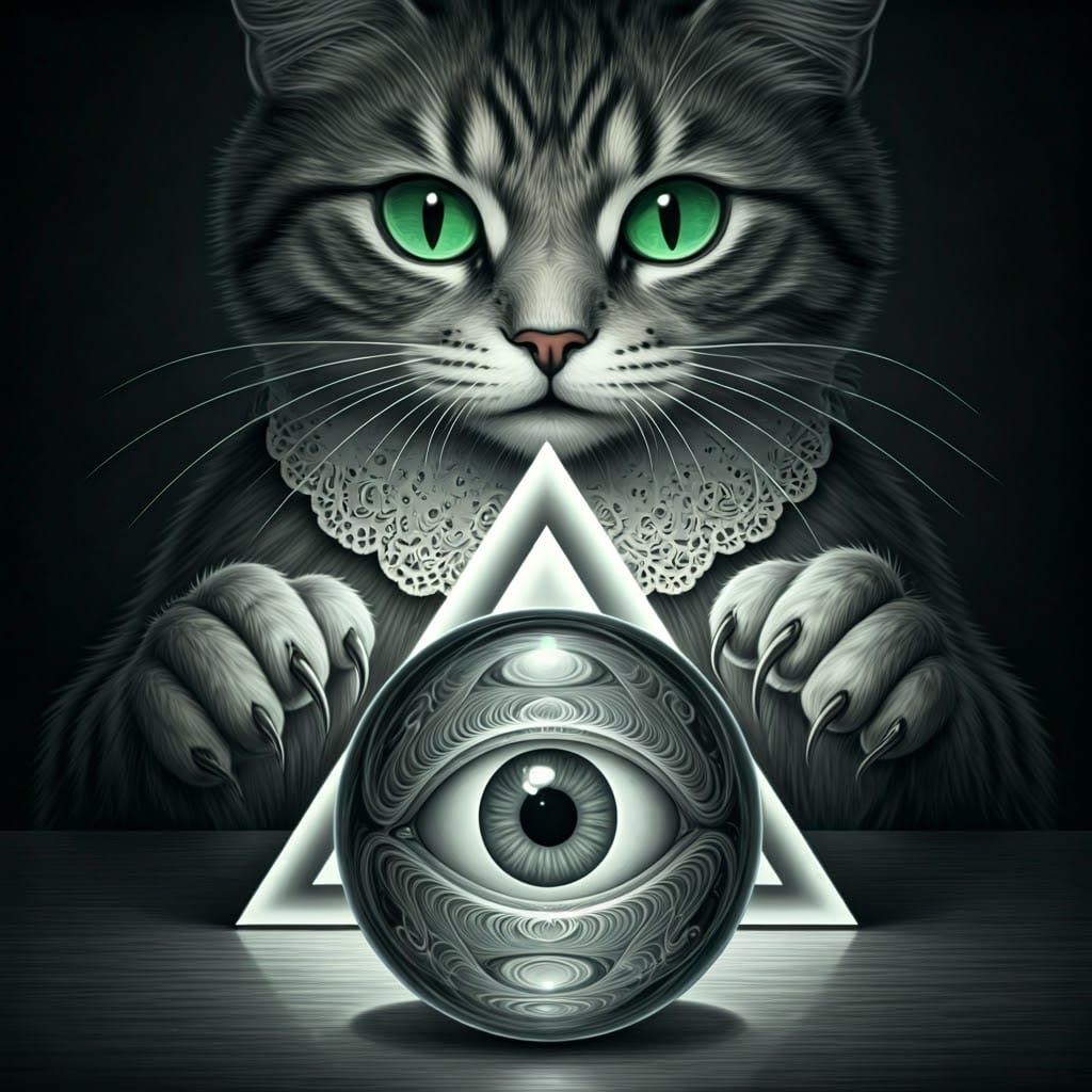 Mysterious Cat Confronts Glowing Optical Illusion in Whimsic...