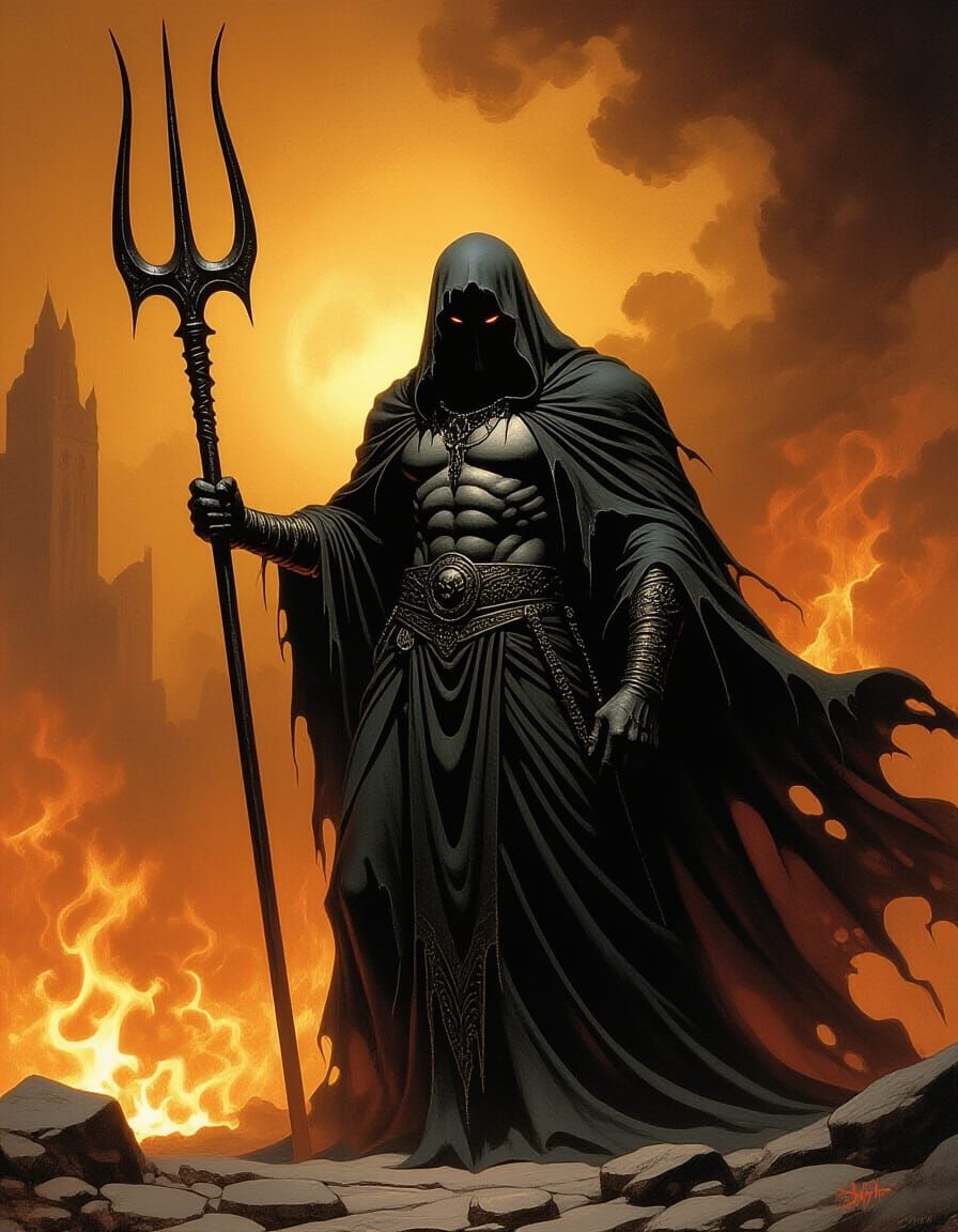 God Hades in the Underworld, Dramatic Lighting