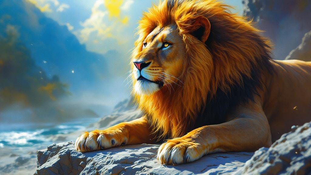 Lion King: Hyperrealistic and Ethereal Fusion