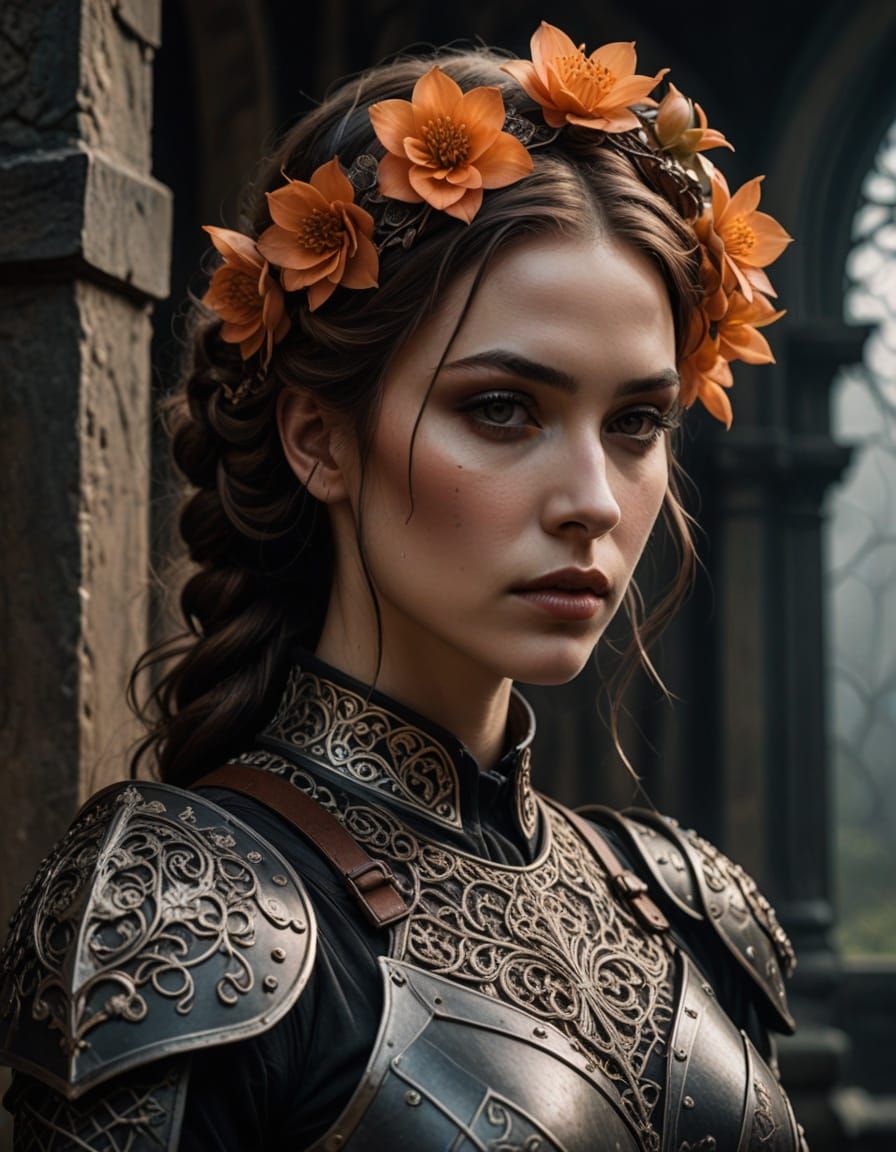 Gothic Fantasy Portrait of Armored Woman