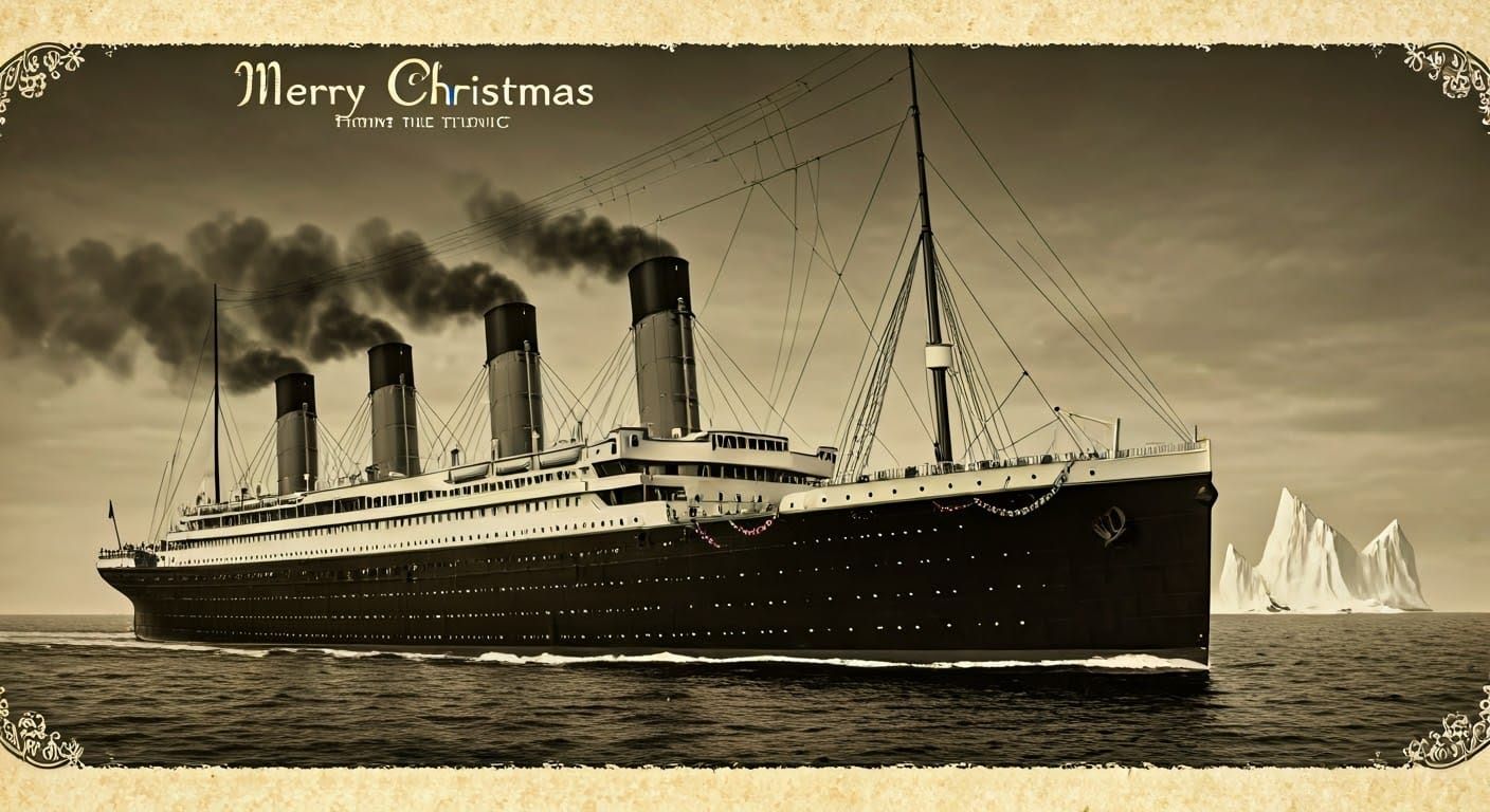 Titanic Christmas Postcard in Pictorialist Style
