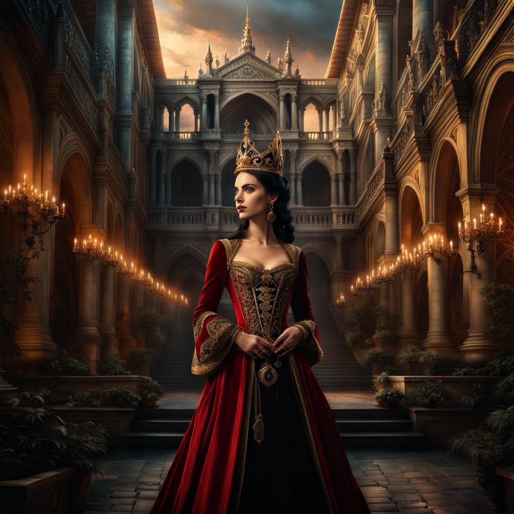 Gothic Italian Princess in Dramatic Digital Painting
