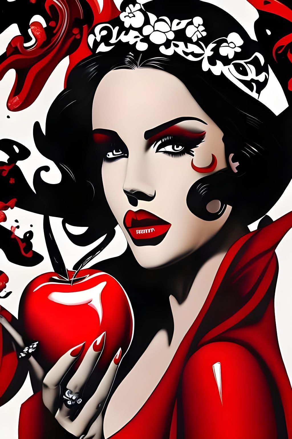 Explosion of Red and Black Inkpunk Art