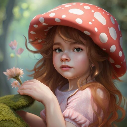 Baby Girl in Enchanted Forest, 3D Digital Art
