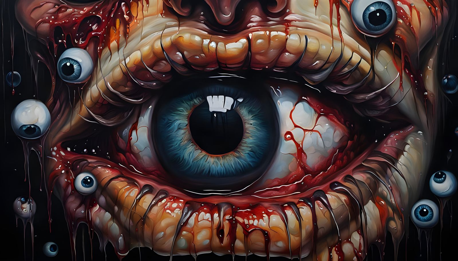 Anatomic Dissection of Mouth and Eyes in Surreal Style