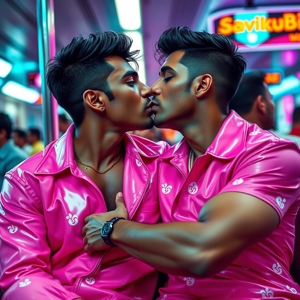 Two Handsome Indian Men Share a Kiss